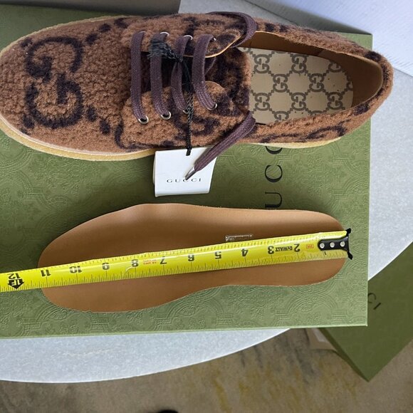 Gucci 719712 Hooper Men\'s‎ Brown Lace up Knit Fur GG shoe, Sz. Gucci 9 main image 13